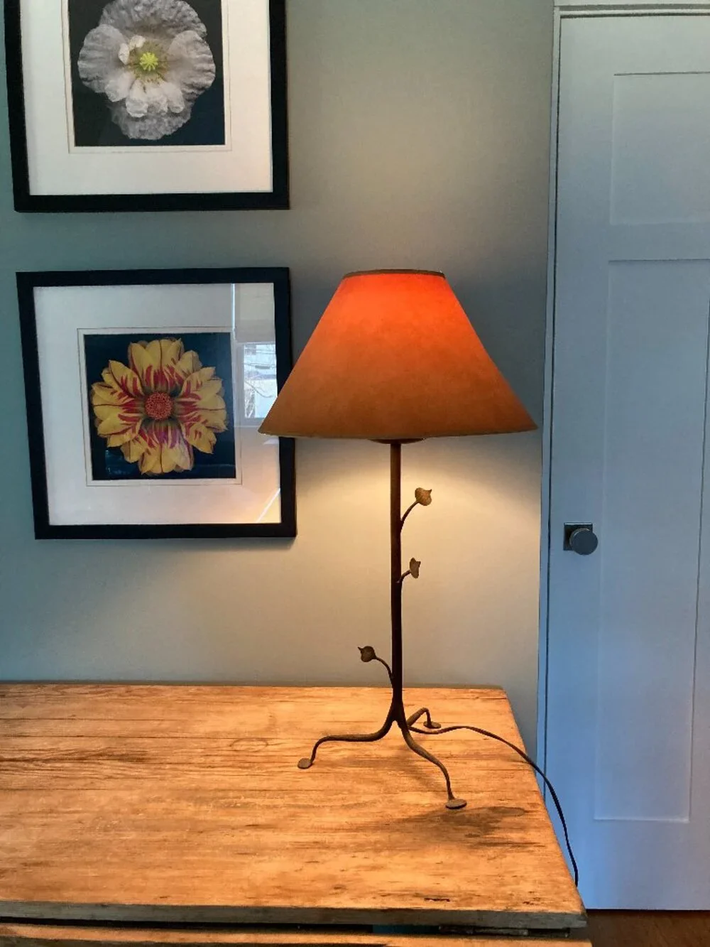 Table Lamp - Iron Leaf Motif - Made in France